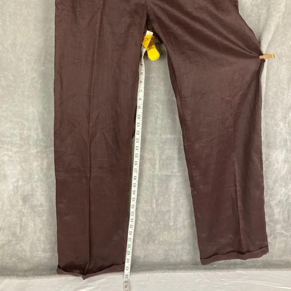 God Body Collection 100% Linen Trousers Pants Mens 34/33 Chocolate Brown Preppy